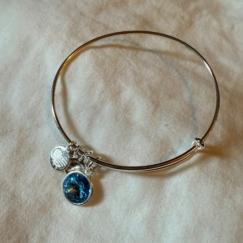 Alex and Ani blue topaz silver bracelet - March